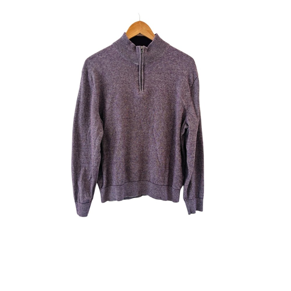 Bonobos Cotton Cashmere 1/4 Zip Sweater Mens Size L‎ Purple Mock Neck Preppy